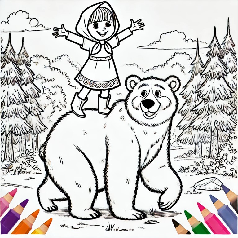 Dibujos para colorear e imprimir Masha Y El Oso