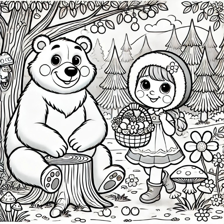 Dibujos para colorear e imprimir Masha Y El Oso