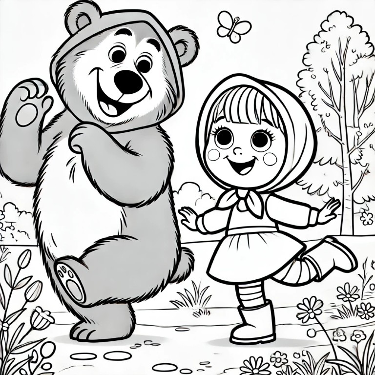 Dibujos para colorear e imprimir Masha Y El Oso