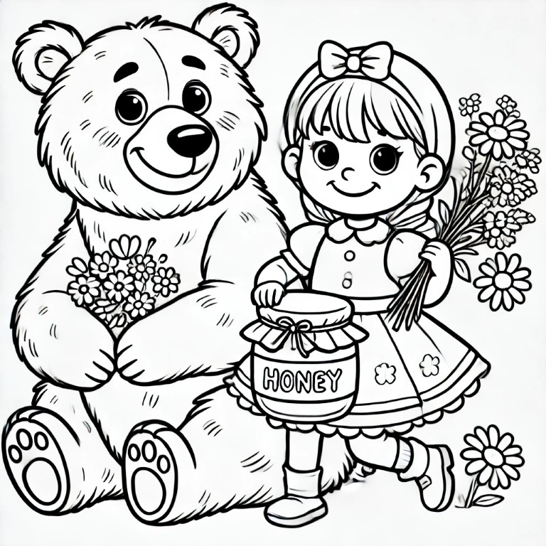 Dibujos para colorear e imprimir Masha Y El Oso