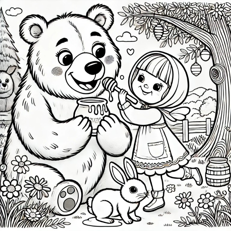 Dibujos para colorear e imprimir Masha Y El Oso