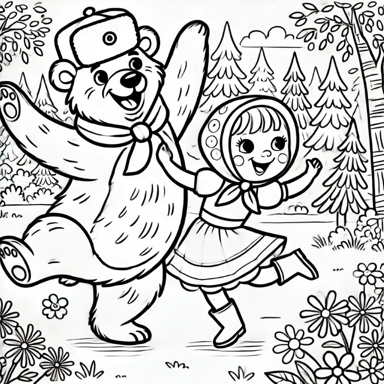 Dibujos para colorear e imprimir Masha Y El Oso