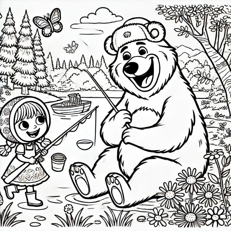 Dibujos para colorear e imprimir Masha Y El Oso