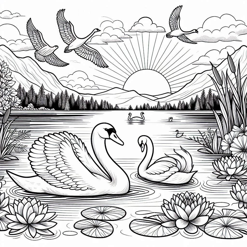 cisnes para colorear 25